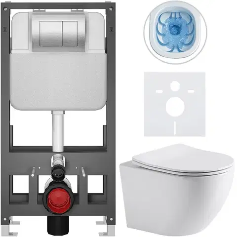 Záchody CERANO - Kompletný WC set Basic/Cesso - biela lesklá - WC tlačidlo Maxio/Strieborná - voľne stojaca - predstenová inštalácia - 49x36 CER-8050BD85952