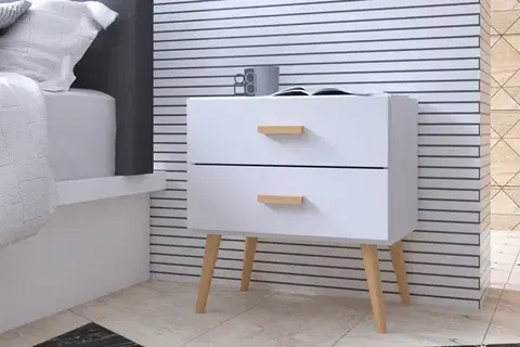 Nočné stolíky Nočný stolík KAJA 2D biely