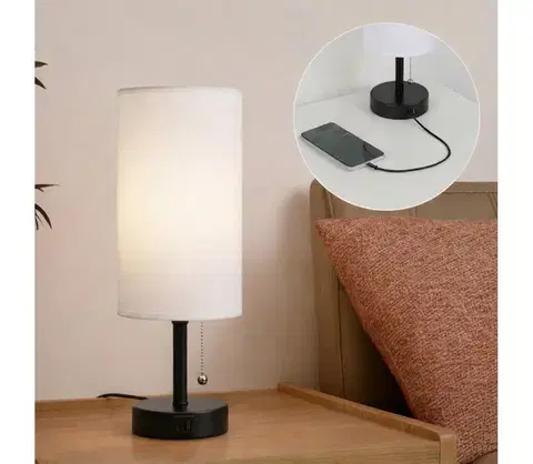 Lampy BRILAGI - Stolová lampa s USB portom TABLON 1xE27/25W/230V čierna/biela BG3666+BG3680
