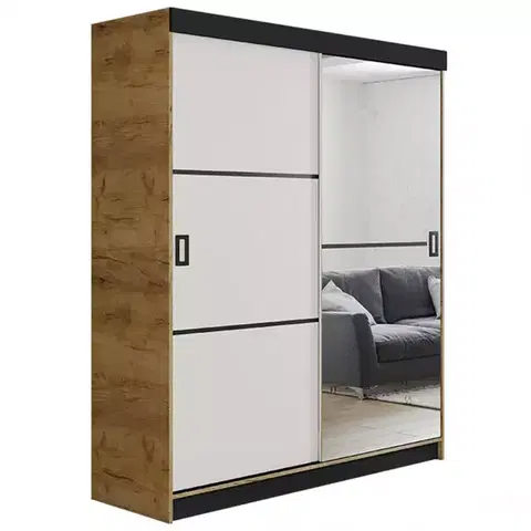 Spálňové šatníkové skrine Skriňa Retro 138 2L craft / Dvierka biely