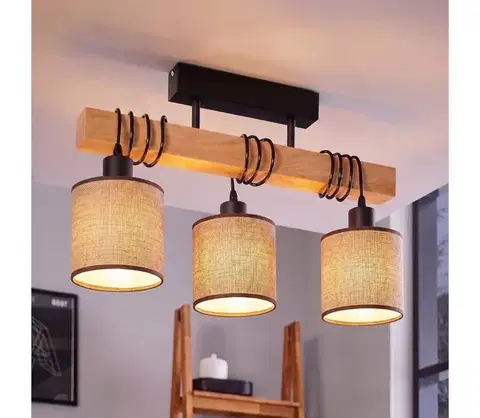 Svietidlá BRILAGI - Prisadený luster NUBILA 3xE27/60W/230V borovica/hnedá 1xEG44074+3xBG1583