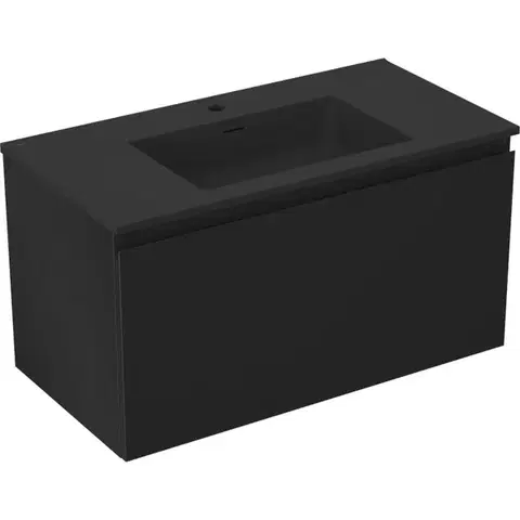 Kúpeľňový nábytok MEXEN/S - Orio kúpeľňová skrinka 90 cm s umývadlom Otis, 1 šuplík, čierna mat 91A10-09047-1-BF71-W18M71