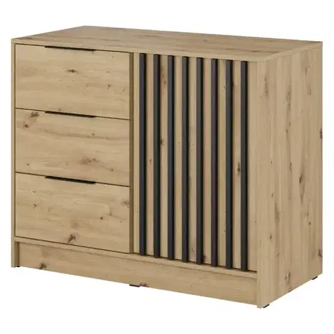 Komody do spálne Komoda Nelly 2D Dub Artisan/Čierna