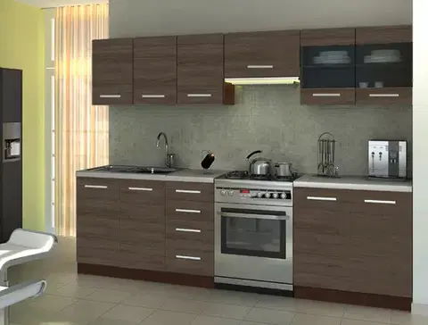 Kuchynské linky HALMAR Amanda 1 260 kuchyňa wenge / akácia škoricová