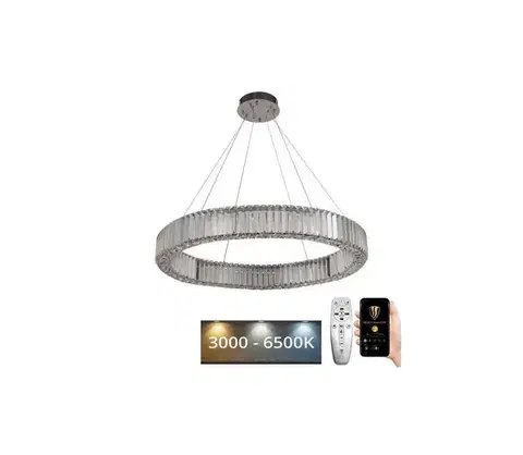 Svietidlá  LED Stmievateľný luster na lanku LED/50W/230V 3000-6500K chróm + diaľkové ovládanie J6325/CH