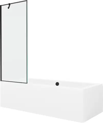 Sprchové dvere MEXEN/S - Cube obdĺžniková vaňa 180 x 80 cm s panelom + vaňová zástena 70, čierna vzor 550518080X9507007070