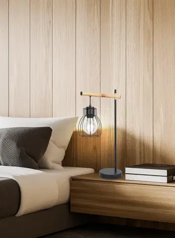Stolové lampy Čierna košová stolová lampa Bernita