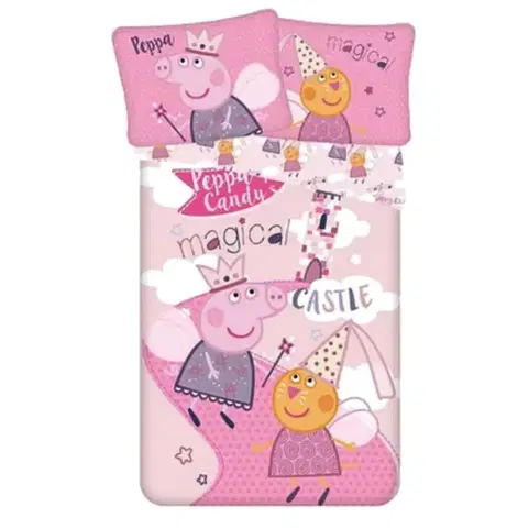 Detské obliečky Obliecky Disney Peppa Pig ružové 140x200cm+90x70cm Faro Tiahome