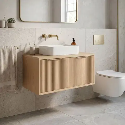 Kúpeľňový nábytok REA - Kúpeľňová skrinka pod umývadlo Core 80cm Beige REA-M0407