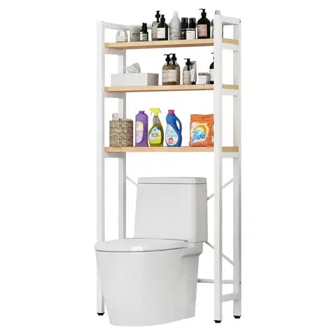 Regály a poličky KONDELA Balram regál nad wc dub natural / biela