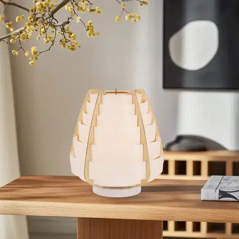 Stolové lampy Stolová lampa béžová drevo+plast Nagoja Ledea