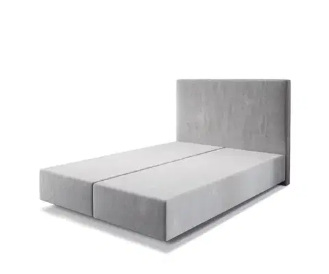 Postele Boxspring DELIFE Boxspring posteľ Dream-Well 140×200 sivá mikrovelúr bez nôh