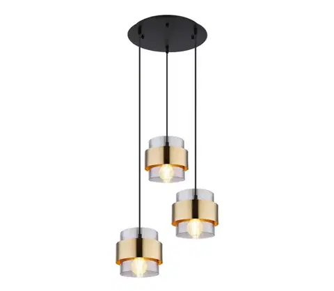 Svietidlá Globo 15560-3H - Luster na lanku MILEY 3xE27/60W/230V čierna/mosadz 15560-3H