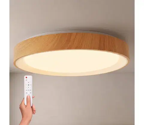Svietidlá BRILAGI - LED stmievateľné stropné svietidlo FLOCO LED/48W/230V priemer 40 cm drevo/biela +DO WO800-OEM51-40-WHT