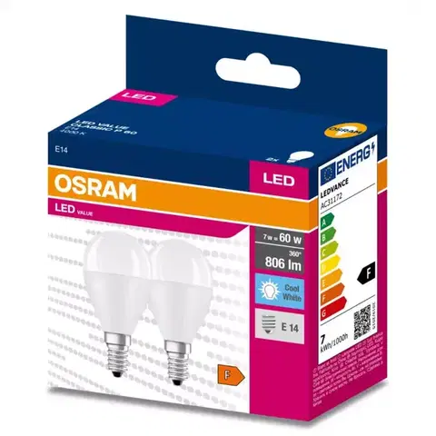Žiarovky E14 Žiarovka LED OSRAM E14 P45 7W 4000K 2ks