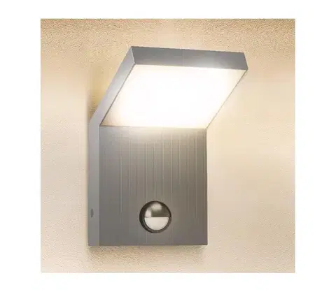 Záhradné lampy BRILAGI - LED vonkajšie nástenné svietidlo so senzorom RIANO LED/8W/230V strieborné WO-HR60143-OEM-SA