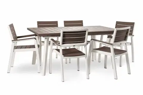 Záhradné plastové zostavy Elvisia Záhradný set DANTE 6 + 1 | cappuccino
