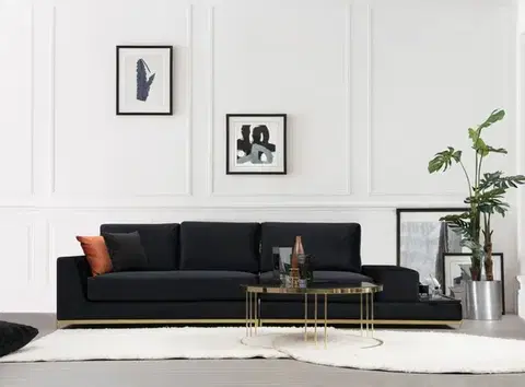 Pohovky a gauče Štvormiestna pohovka Line With Side Table - Black