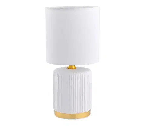 Lampy Zuma Line HS8720-WH - Stolná lampa 1xE14/40W/230V biela/zlatá HS8720-WH