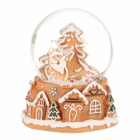 Vianočné dekorácie Vianočné snežítko Perníkový Santa Claus, polyresin, 9 cm