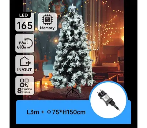 Vianočné dekorácie  B.V.  - LED vonkajší vianočný stromček 165xLED/6W/230V/8 funkcií  150cm IP44 studená biela B10303Y2T
