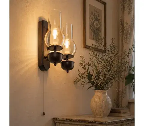Svietidlá BRILAGI - LED Nástenné svietidlo COTTAGE 2xE14/40W/230V buk/hnedá BG1506+2xBG2273