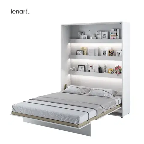 Postele Dig-net nábytok Sklápacia posteľ Lenart BED CONCEPT BC-12p biely lesk | 160 x 200 cm