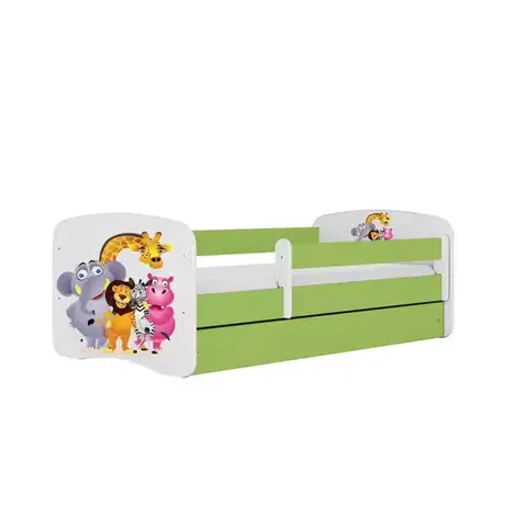 Postele pre dievčatá Detská Posteľ. Babydreams+Sz+M Zelená 70x140 Zoo
