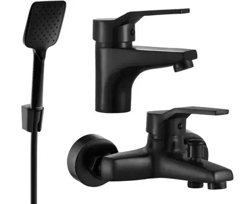 Kúpeľňové batérie MEXEN/S - Caro R62 SET vaňová a umývadlová batéria, čierna 746603R62-70