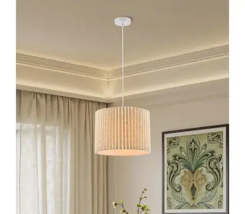 Svietidlá BRILAGI - Závesný luster NORDIC WAVE 1xE27/15W/230V, priemer 32 cm, ľan/biela BRI395