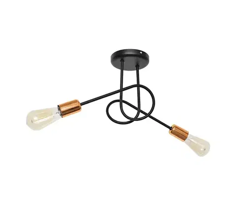 Svietidlá  Prisadený luster OXFORD 2xE27/15W/230V čierna W-2016/2 BK+BR/H