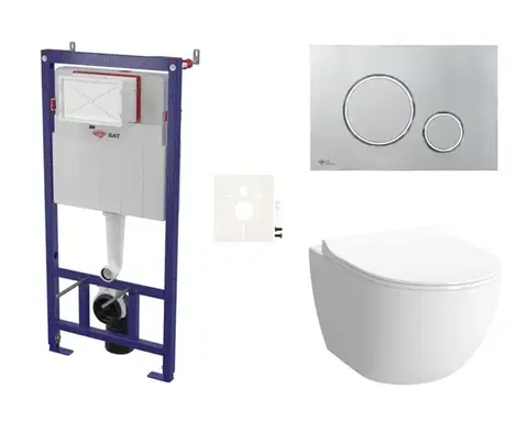 Záchody Cenově zvýhodněný závěsný WC set SAT do lehkých stěn / předstěnová montáž + WC SAT Infinitio SIKOSSINF71K SIKOSSINF71K