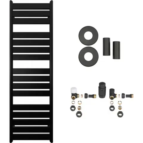 Doplnky do kúpeľne CERANO - Koupelnový radiátorový set Arturo - ústřední vytápění - boční připojení - 859W - černá matná - 1600x500 mm CER-663304