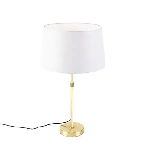 Stolné lampy Stolná lampa zlatá/mosadzná s bielym ľanovým tienidlom 35 cm - Parte