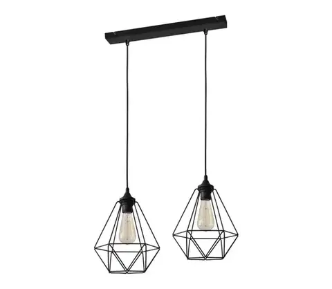 Svietidlá  Luster na lanku KARO 2xE27/15W/230V W-L 1311/2 BK-B