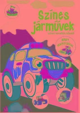 Pre deti a mládež - ostatné Színes járművek - színes vonalkás kifestő nagy matricákkal