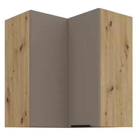 Kuchynské horné skrinky KONDELA Frisbo 60x60 GN-72 2F horná rohová kuchynská skrinka sandgrau / dub artisan