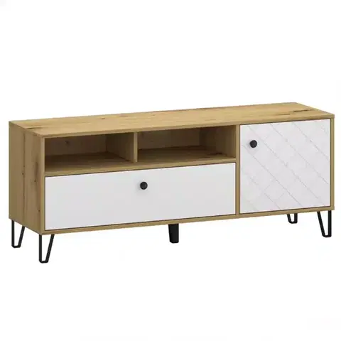 RTV stolíky v podkrovnom štýle TV Stolík Sorrento B 2d Dub Artisan/Biely