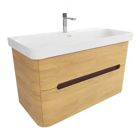 Kúpeľňový nábytok Kúpeľňová skrinka s umývadlom SAT Fusion 97,5x53x45 cm dub medový mat SATFUSION2100DMMWB SATFUSION2100DMMWB
