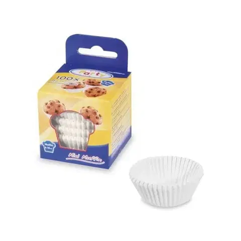 Dekorácie na tortu Kinekus Košík cukrársky na šuhajdy-muffiny biely 35x20mm 100ks KLC