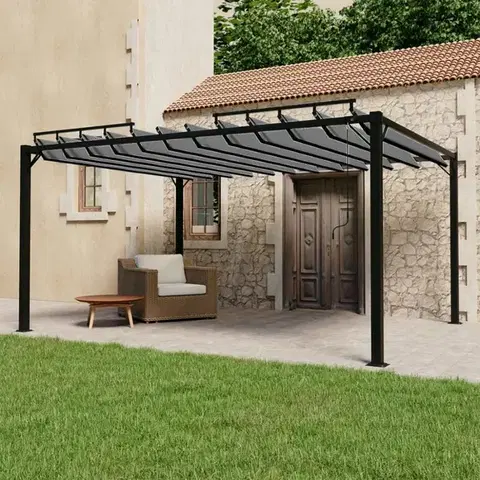 Záhradné pergoly Pergola s lamelovou strechou 3 x 4 m hliník / látka Dekorhome