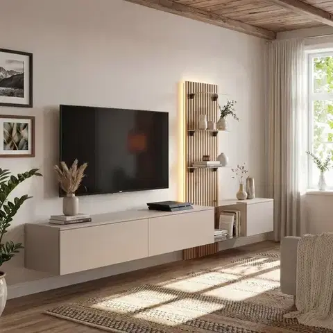 Obývacie steny Obývacia Stena Luzz Sgce Lz Clay Grey/Coast Evoke Oak