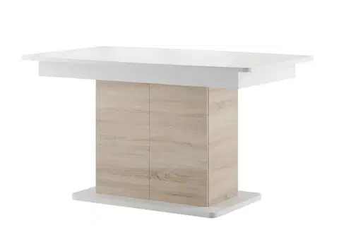 Jedálenské stoly Rozkladací stĺpový jedálenský stôl SMART 03, dub sonoma/biela