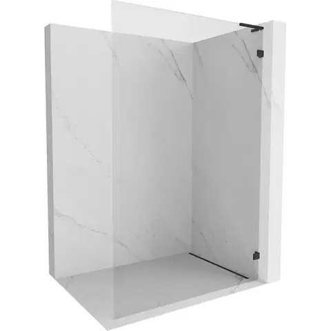 Sprchové dvere MEXEN/S - Lunar L Sprchová zástena WALK-IN pravá 60 x 200, transparent 8 mm, čierna 830L-060-000-70-00-P