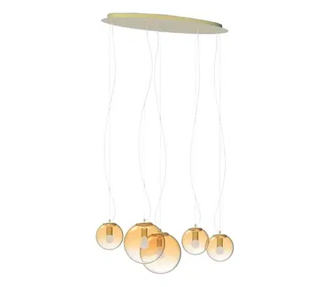 Svietidlá Ideal Lux - Luster na lanku MAPA 5xE27/42W/230V zlatá/dymová 346588