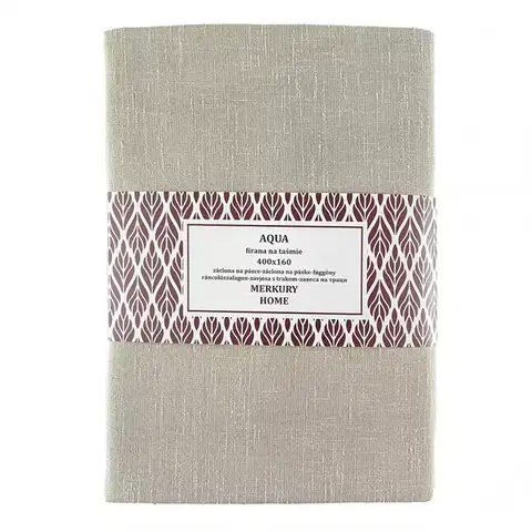 Záclony do obývačky Záclona na páske AQUA polyester béžová 400x160 Merkury Home