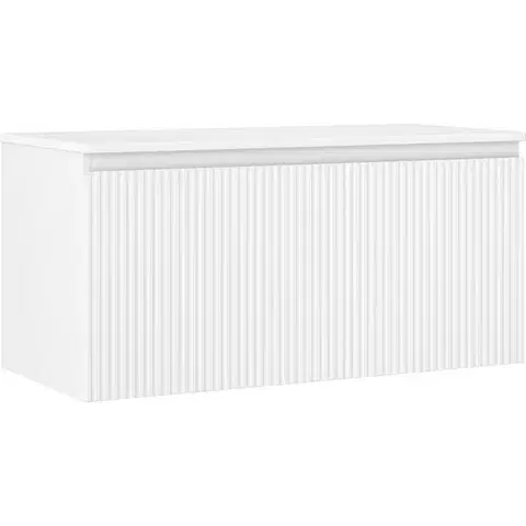 Kúpeľňový nábytok MEXEN/S - Rivel kúpeľňová skrinka pod umývadlo 100 cm s doskou, 1 šuplík, reliéf, biela mat 91A20-10047-1-BFC01