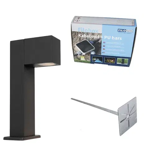 Zahradne stlpove lampy Priemyselné stojace vonkajšie svietidlo antracitové 30 cm IP44 - Baleno