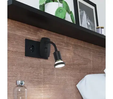 Svietidlá Eglo 300913 - LED svietidlo do zásuvky PARRINI 1xGU10/4,5W/230V čierna 300913