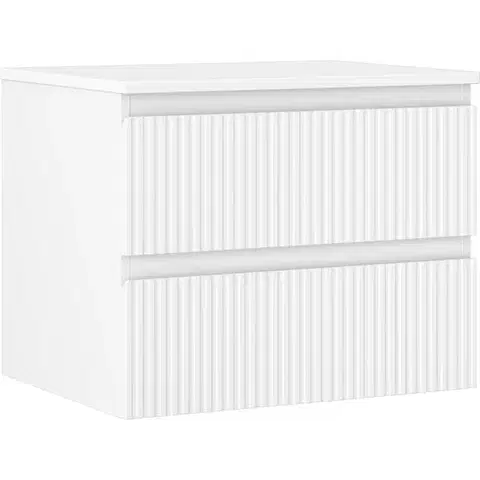 Kúpeľňový nábytok MEXEN/S - Rivel kúpeľňová skrinka pod umývadlo 60 cm s doskou, 2 zásuvky, reliéf, biela mat 91A20-06047-2-BFFC01